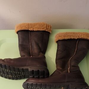 UGG Brown and Tan Shearling Boots brooks 7